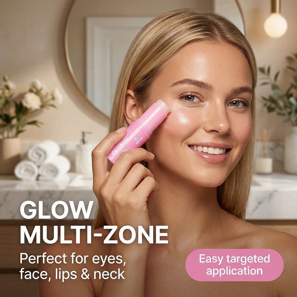 Woman applying Dewstiq Glow Reset as part of a glass-skin routine